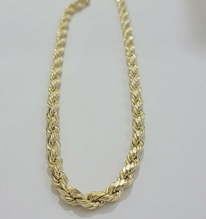 REAL 10k Gold Rope Necklace 24" 7mm Mens Chain 10kt Yellow Gold Lobster,Bracelet - Reva Jeweler