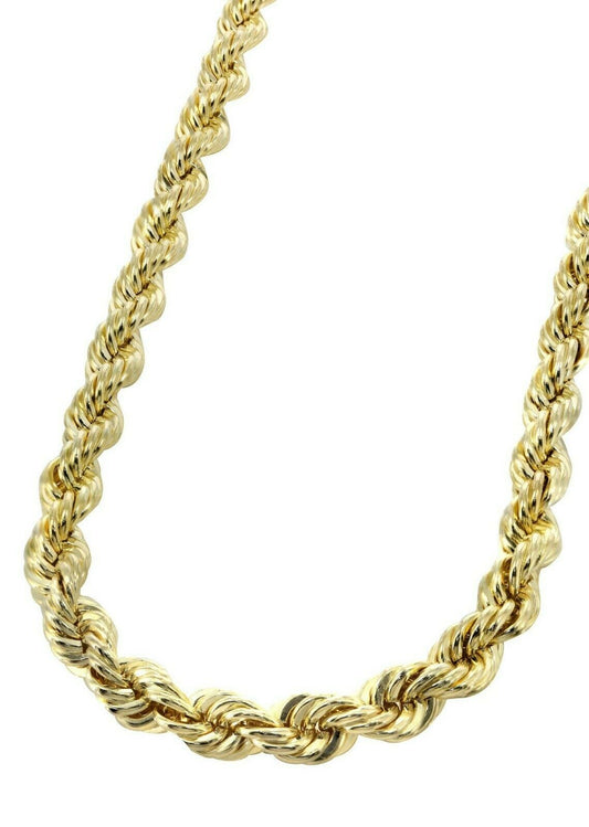 REAL 10k Gold Rope Necklace 24" 7mm Mens Chain 10kt Yellow Gold Lobster,Bracelet - Reva Jeweler