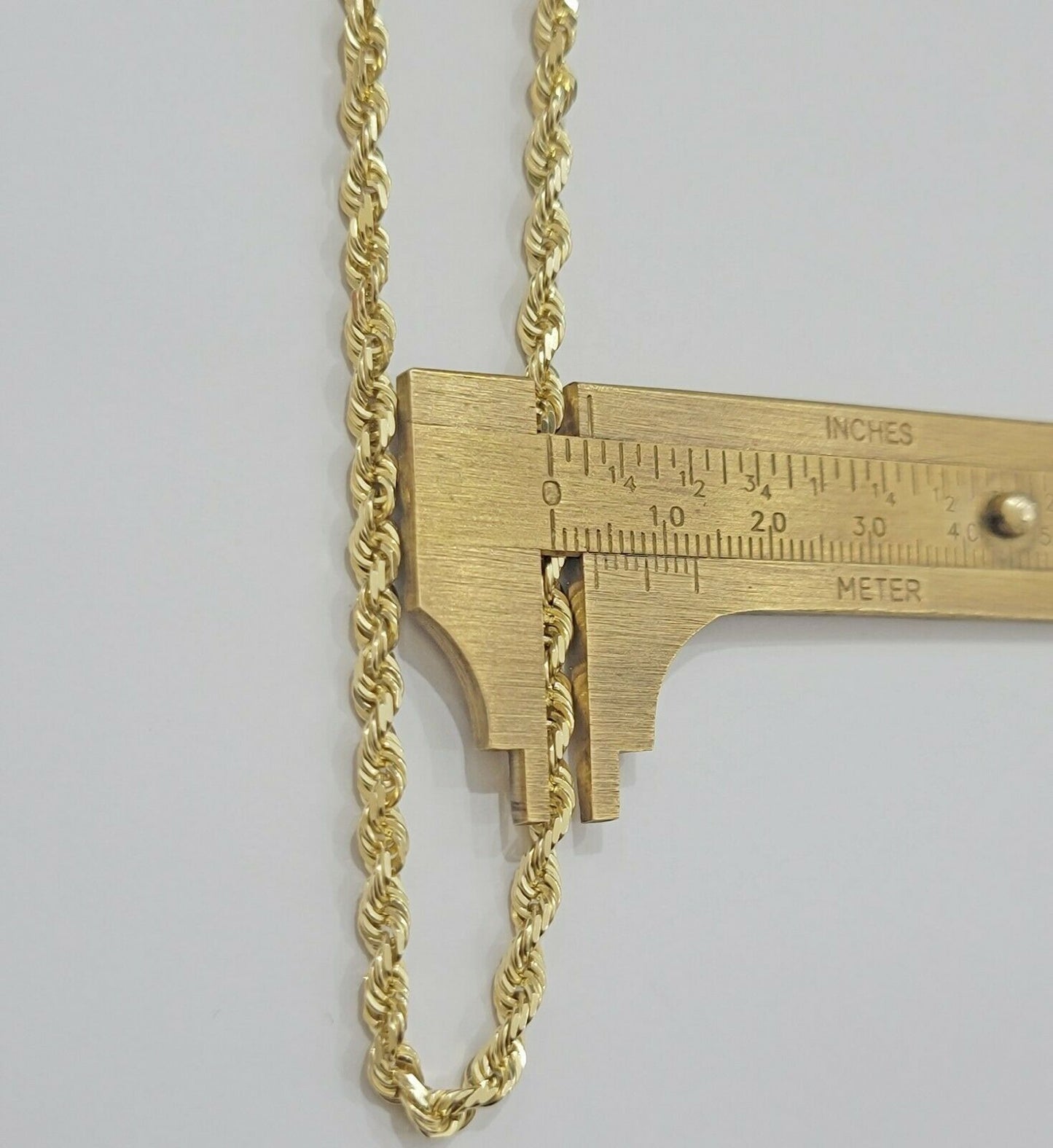 Real 10k Gold Rope Necklace Solid Chain 4mm 18" - 30" Inch REAL 10KT Yellow Gold - Reva Jeweler