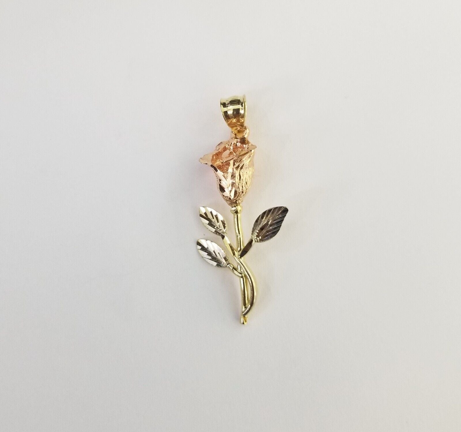Real 10k Gold Rose Pendant ladies Flower Charm 10kt trio gold Women - Reva Jeweler