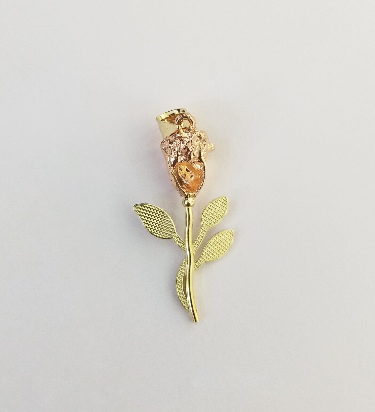 Real 10k Gold Rose Pendant ladies Flower Charm 10kt trio gold Women - Reva Jeweler
