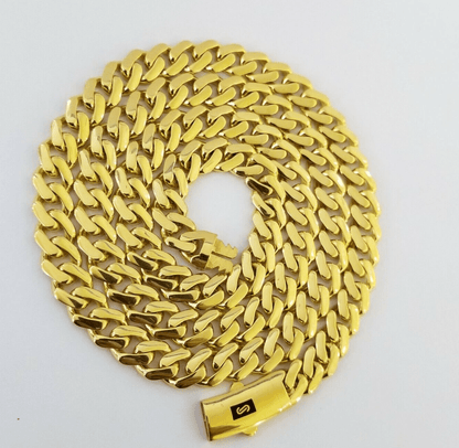 Real 10k Gold Royal Miami Cuban Monaco Link 8mm 22" yellow gold necklace - Reva Jeweler