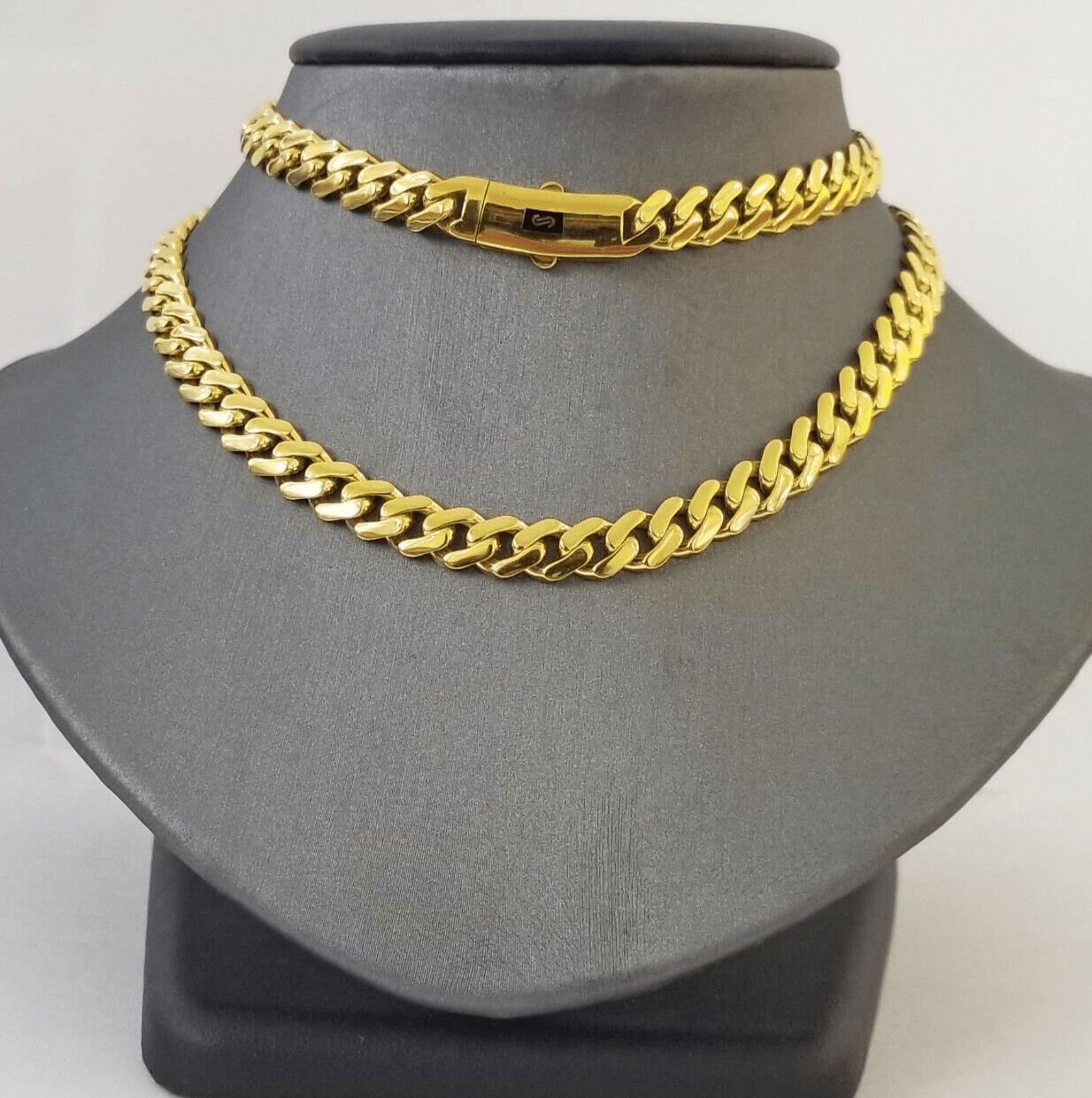 Real 10k Gold Royal Miami Cuban Monaco Link 8mm 22" yellow gold necklace - Reva Jeweler