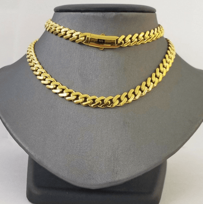Real 10k Gold Royal Miami Cuban Monaco Link 8mm 22" yellow gold necklace - Reva Jeweler