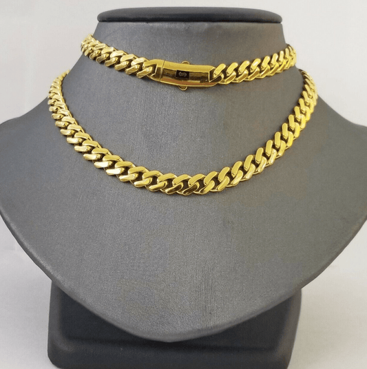 Real 10k Gold Royal Miami Cuban Monaco Link 8mm 22" yellow gold necklace - Reva Jeweler
