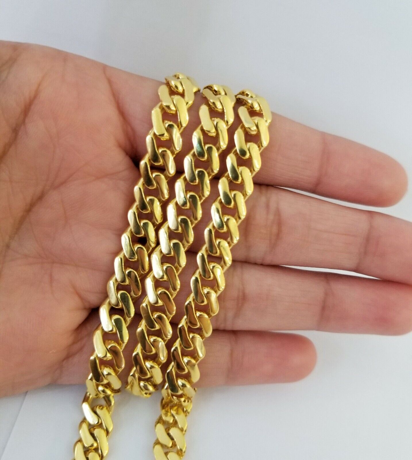 Real 10k Gold Royal Miami Cuban Monaco Link Chain 8mm 20" yellow gold necklace - Reva Jeweler