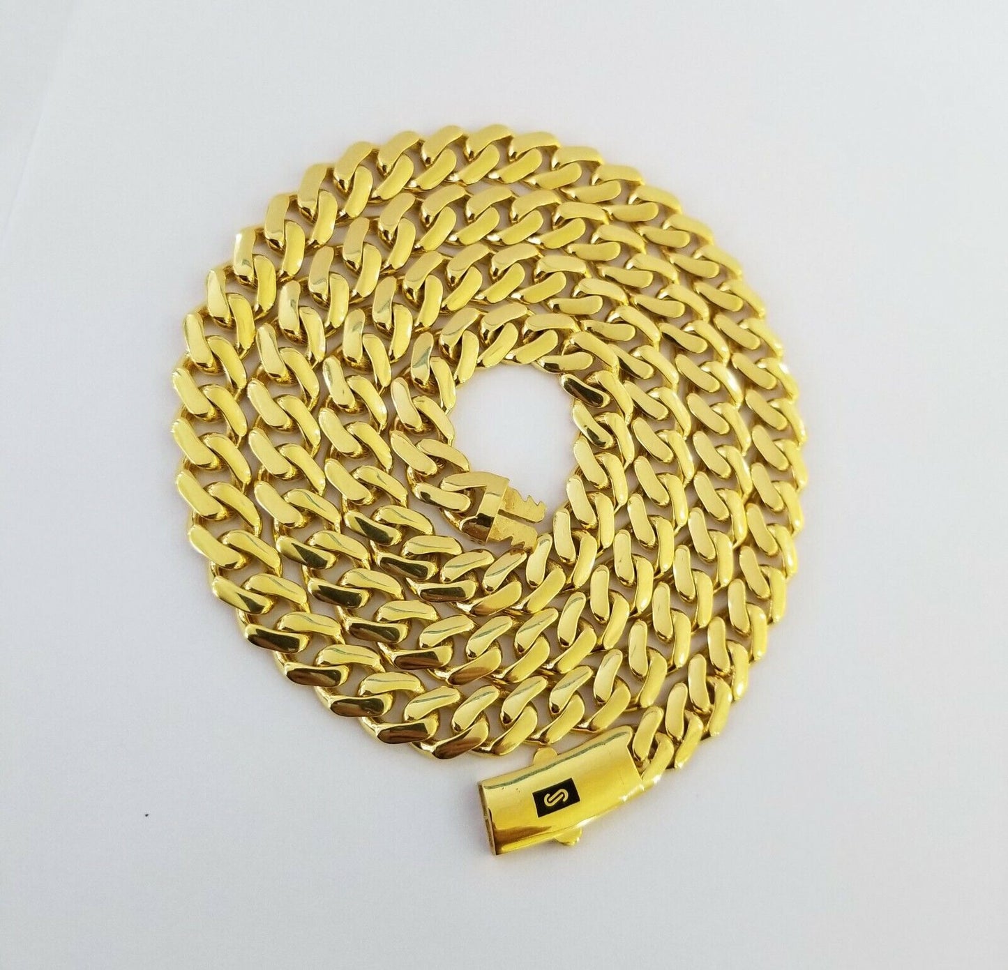 Real 10k Gold Royal Miami Cuban Monaco Link Chain 8mm 20" yellow gold necklace - Reva Jeweler