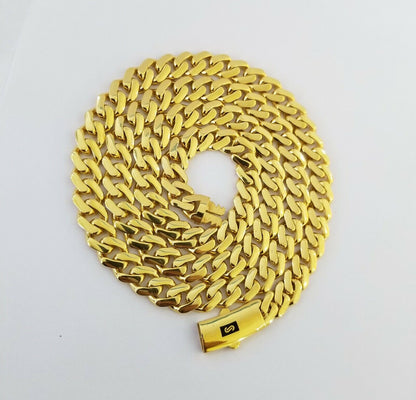 Real 10k Gold Royal Miami Cuban Monaco Link Chain 8mm 20" yellow gold necklace - Reva Jeweler