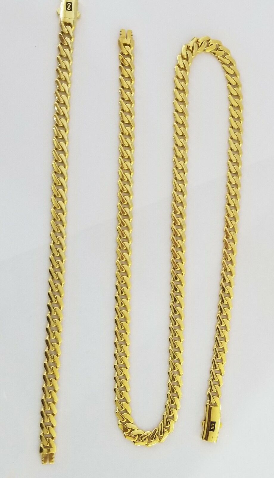 Real 10k Gold Royal Miami Cuban Monaco Link Chain 8mm 20" yellow gold necklace - Reva Jeweler