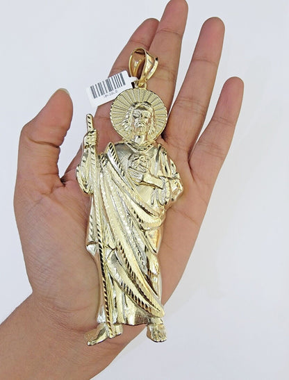 Real 10K Gold Saint Jude Charm Diamond Cut 10kt yellow Gold Charm - Reva Jeweler