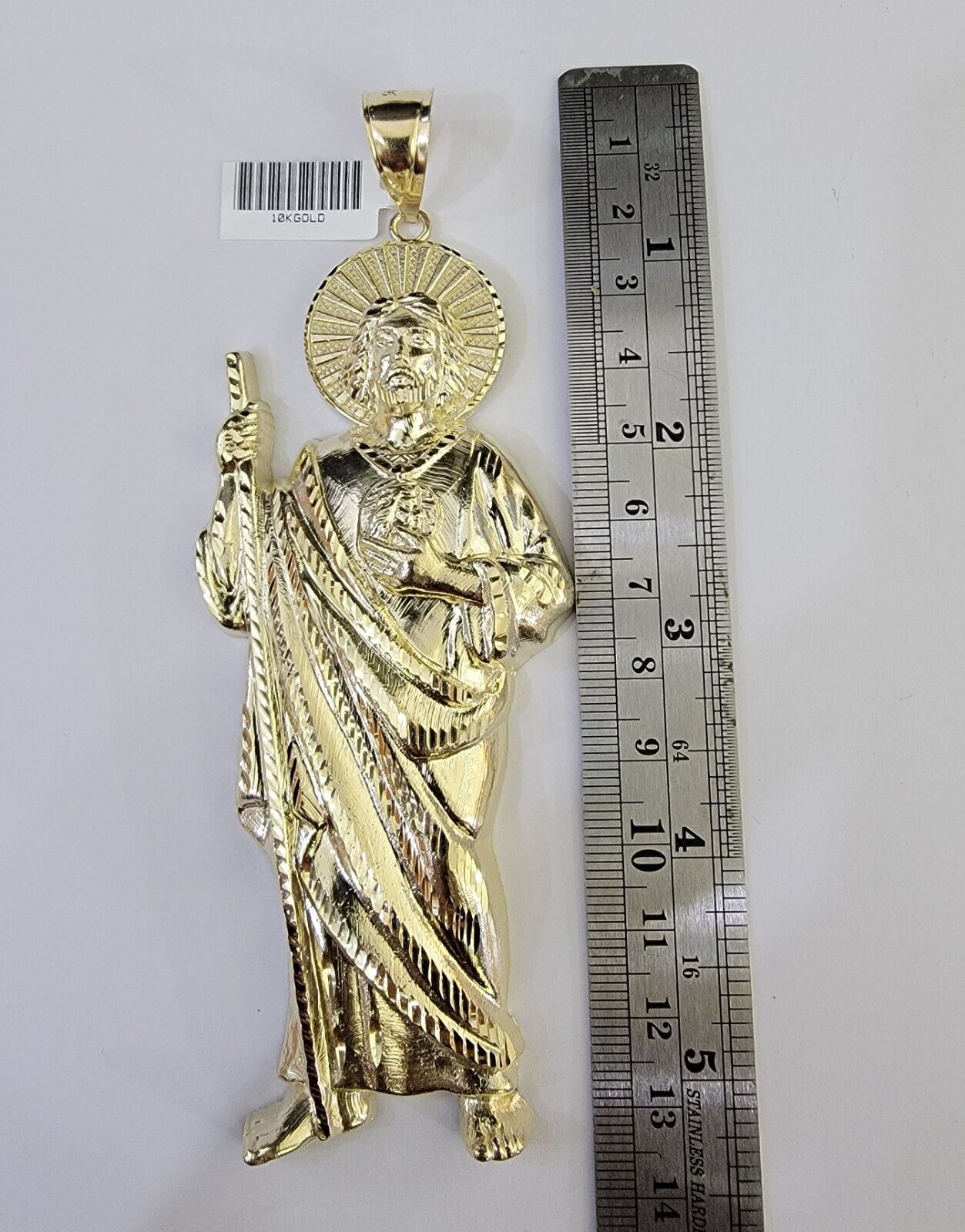 Real 10K Gold Saint Jude Charm Diamond Cut 10kt yellow Gold Charm - Reva Jeweler