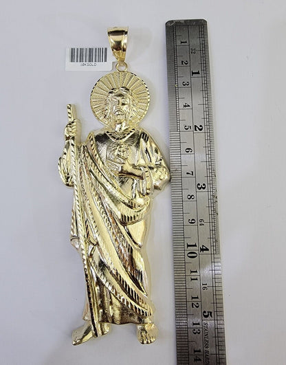 Real 10K Gold Saint Jude Charm Diamond Cut 10kt yellow Gold Charm - Reva Jeweler