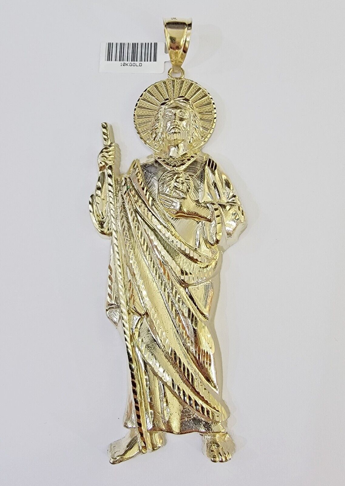 Real 10K Gold Saint Jude Charm Diamond Cut 10kt yellow Gold Charm - Reva Jeweler