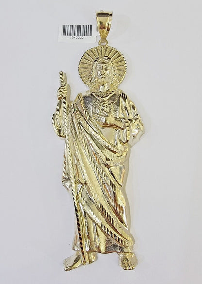 Real 10K Gold Saint Jude Charm Diamond Cut 10kt yellow Gold Charm - Reva Jeweler