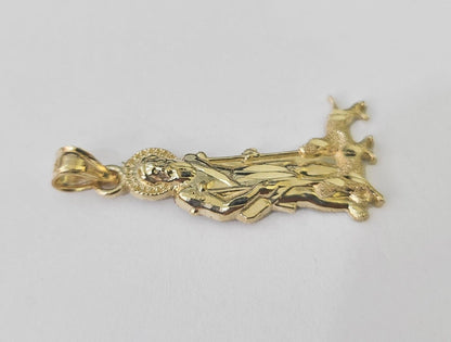 Real 10K Gold Saint Lazaro Charm 10kt yellow Gold Pendent Sheppard Dogs - GoldenlinQ