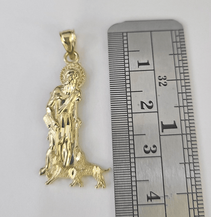 Real 10K Gold Saint Lazaro Charm 10kt yellow Gold Pendent Sheppard Dogs - GoldenlinQ