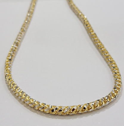 Real 10k Gold Solid Palm Chain Necklace Diamond cut 4.5mm 24" 10kt Unique Design - Reva Jeweler