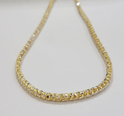 Real 10k Gold Solid Palm Chain Necklace Diamond cut 4.5mm 24" 10kt Unique Design - Reva Jeweler