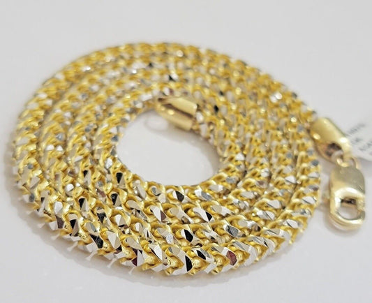 Real 10k Gold Solid Palm Chain Necklace Diamond cut 4.5mm 24" 10kt Unique Design - Reva Jeweler