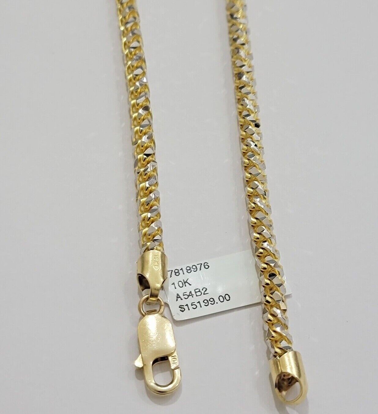 Real 10k Gold Solid Palm Chain Necklace Diamond cut 5mm 18" Choker , 10kt Mens - Reva Jeweler