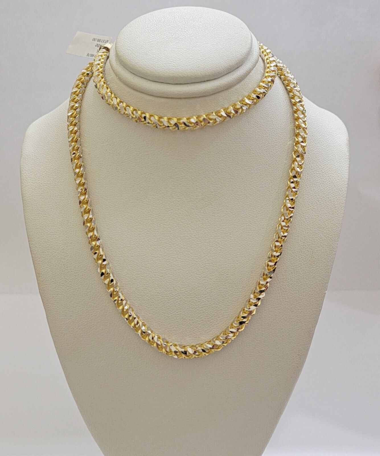 Real 10k Gold Solid Palm Chain Necklace Diamond cut 5mm 18" Choker , 10kt Mens - Reva Jeweler