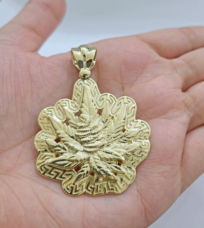 Real 10k Gold Weed leaf Charm Pendant 10kt Yellow Gold Unisex - GoldenlinQ