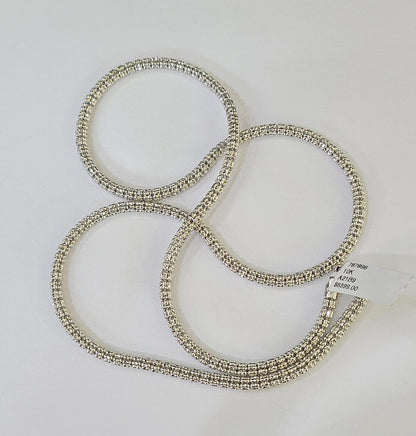 Real 10k Iced Bead Chain White Gold 4mm 24" Necklace Men Women Real Genuine - Reva Jeweler
