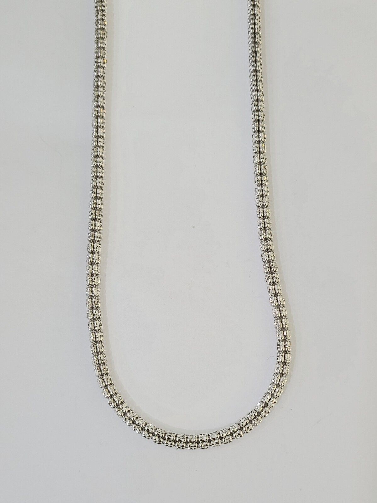 Real 10k Iced Bead Chain White Gold 4mm 24" Necklace Men Women Real Genuine - Reva Jeweler