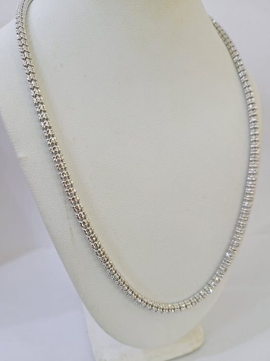 Real 10k Iced Bead Chain White Gold 4mm 24" Necklace Men Women Real Genuine - Reva Jeweler