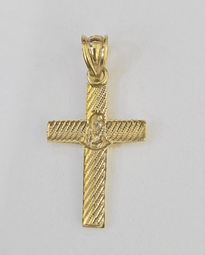 Real 10K Jesus Cross Pendant 1" Yellow Gold Charm Genuine - GoldenlinQ