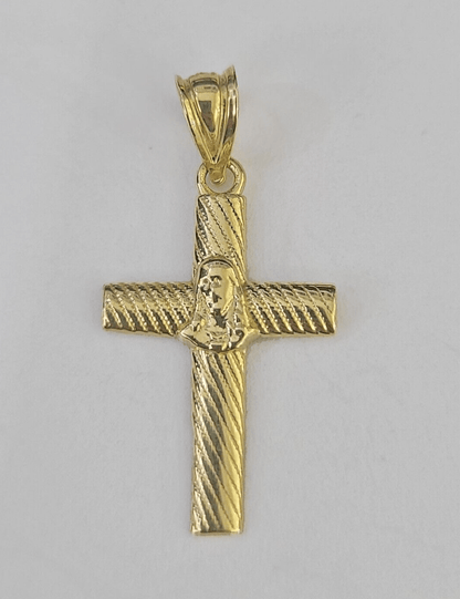 Real 10K Jesus Cross Pendant 1" Yellow Gold Charm Genuine - GoldenlinQ
