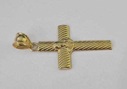 Real 10K Jesus Cross Pendant 1.5" Yellow Gold Charm Genuine - GoldenlinQ
