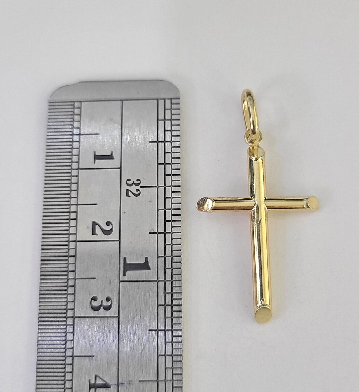Real 10K Jesus Crucifix Cross Pendant 1" Yellow Gold Charm Genuine - GoldenlinQ