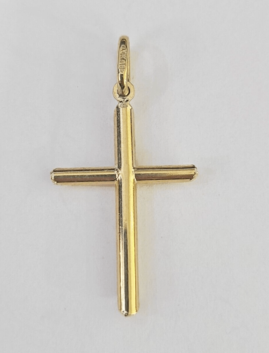 Real 10K Jesus Crucifix Cross Pendant 1" Yellow Gold Charm Genuine - GoldenlinQ