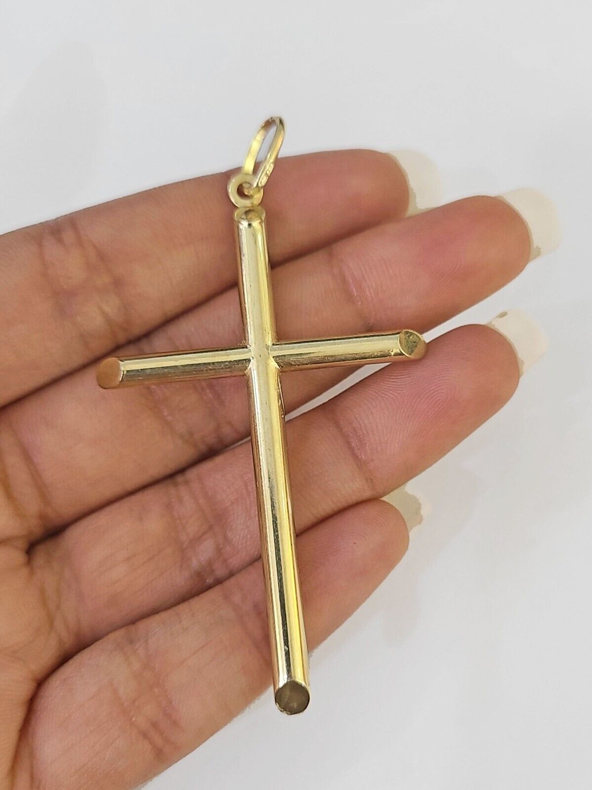 Real 10K Jesus Crucifix Cross Pendant 2.5" Yellow Gold Charm Genuine - GoldenlinQ