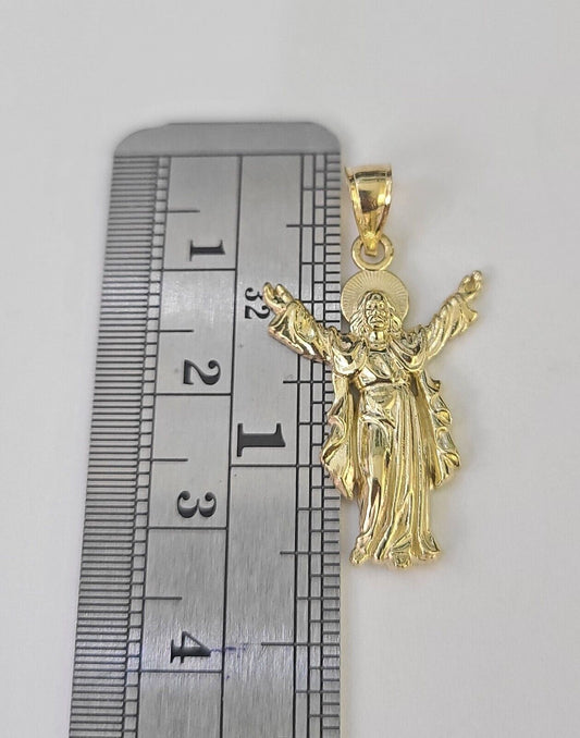 Real 10K Jesus Full Body Pendant Charm Genuine Religious Yellow Gold - GoldenlinQ
