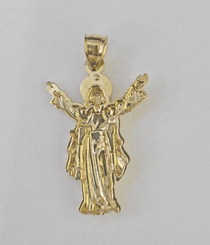 Real 10K Jesus Full Body Pendant Charm Genuine Religious Yellow Gold - GoldenlinQ