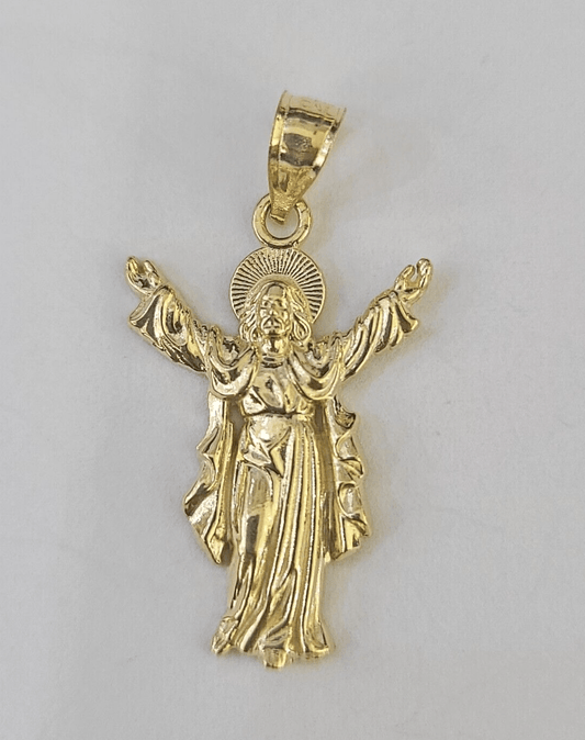 Real 10K Jesus Full Body Pendant Charm Genuine Religious Yellow Gold - GoldenlinQ