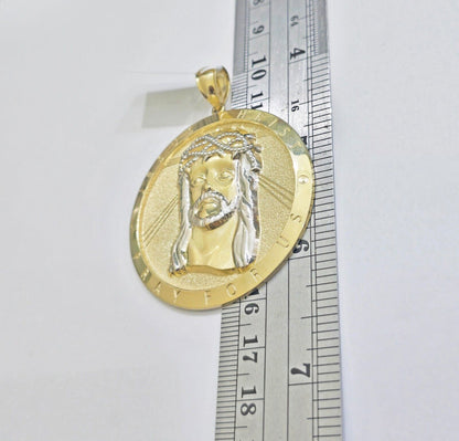 Real 10k Jesus head Charm pendant Mens 2.5 Inch Circular charm Real 10kt - Reva Jeweler