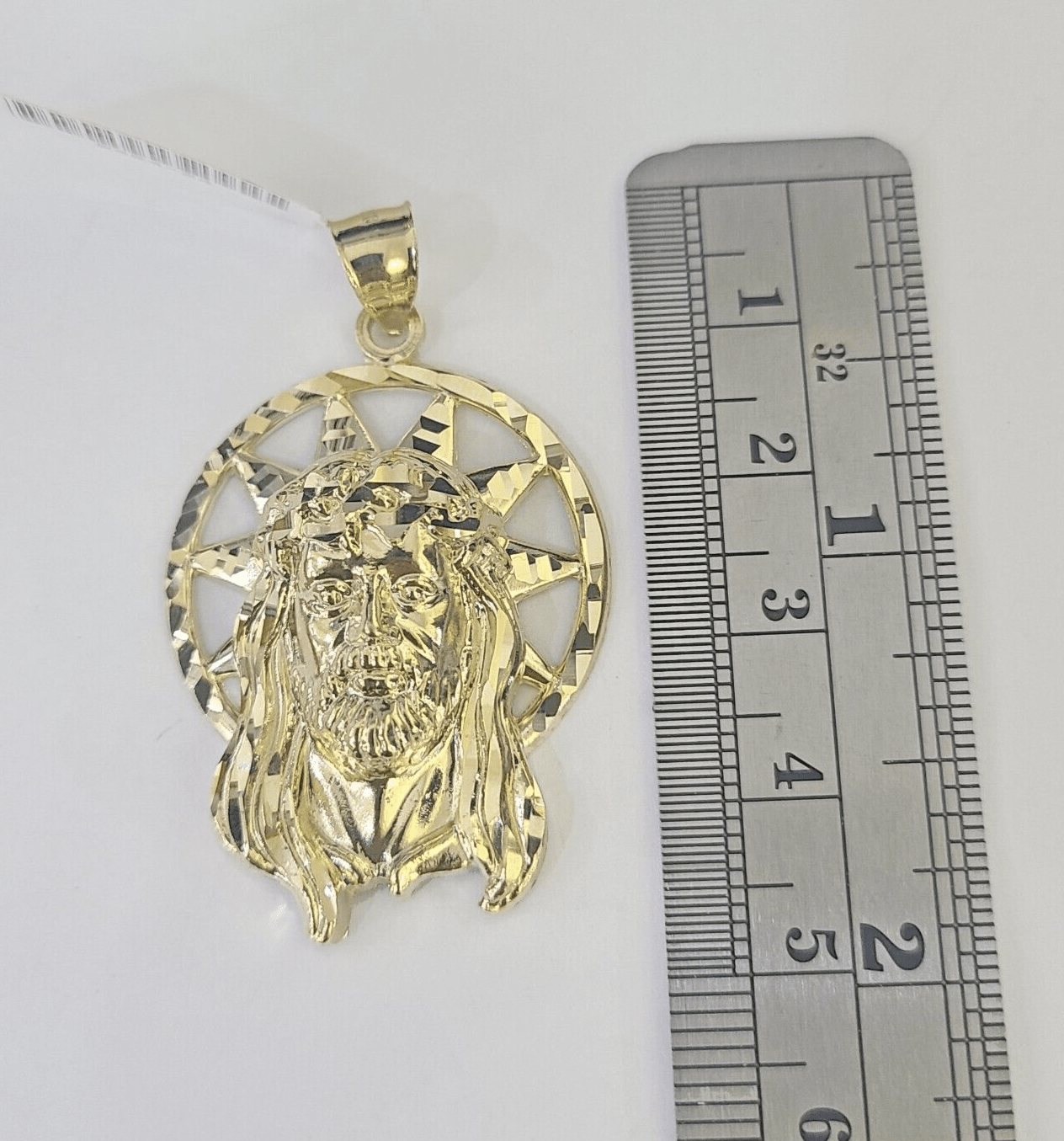 Real 10K Jesus Head Pendant Charm Yellow Gold Genuine 1.5" - 2" - GoldenlinQ