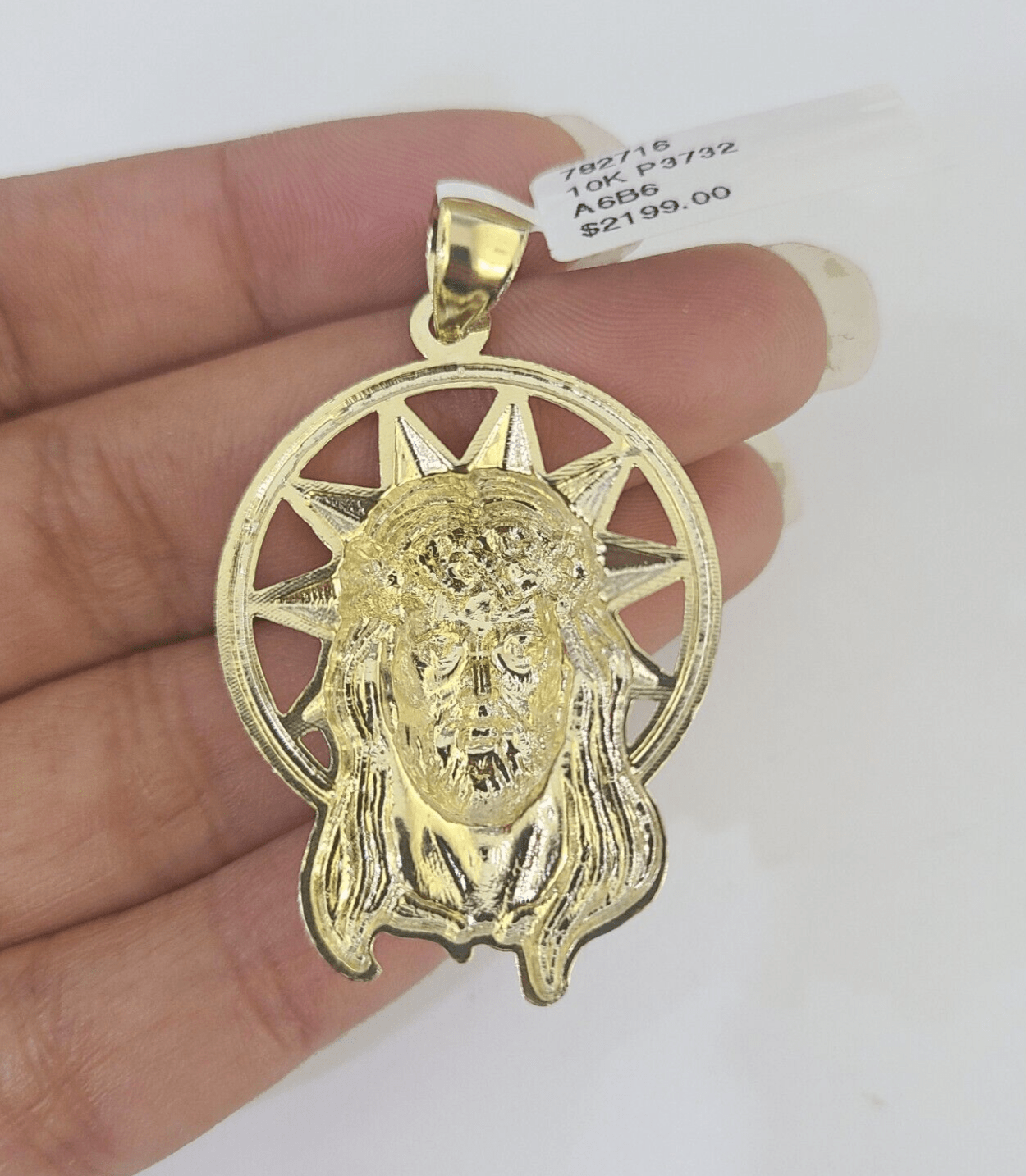 Real 10K Jesus Head Pendant Charm Yellow Gold Genuine 1.5" - 2" - GoldenlinQ