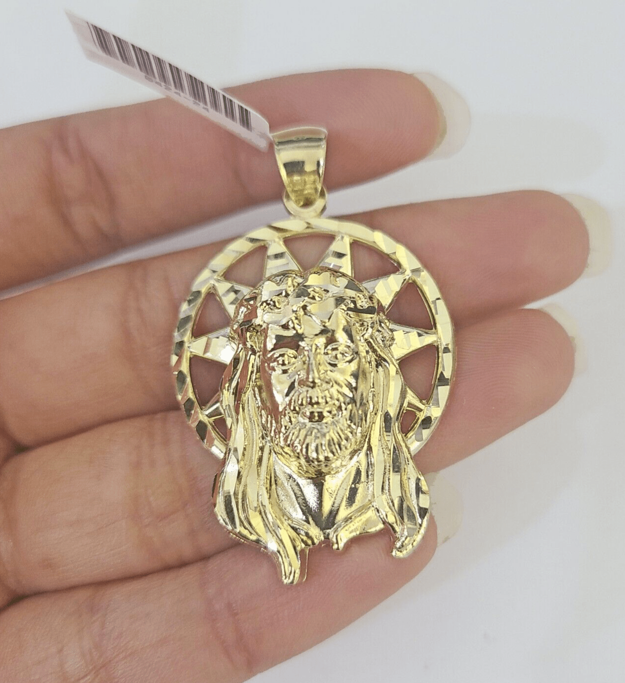 Real 10K Jesus Head Pendant Charm Yellow Gold Genuine 1.5" - 2" - GoldenlinQ