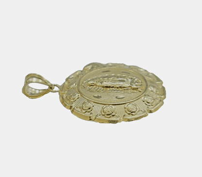Real 10k Jesus Virgin Mary Charm Pendant Yellow Gold 1.8 Inch Chain Necklace New - Reva Jeweler