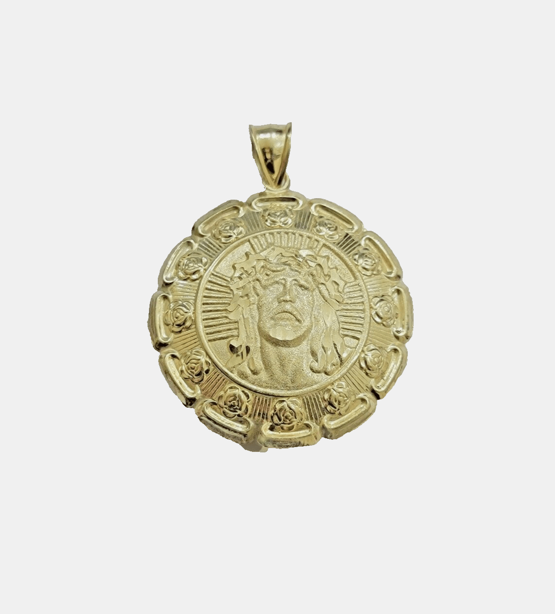 Real 10k Jesus Virgin Mary Charm Pendant Yellow Gold 1.8 Inch Chain Necklace New - Reva Jeweler