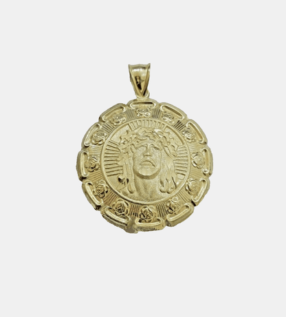 Real 10k Jesus Virgin Mary Charm Pendant Yellow Gold 1.8 Inch Chain Necklace New - Reva Jeweler