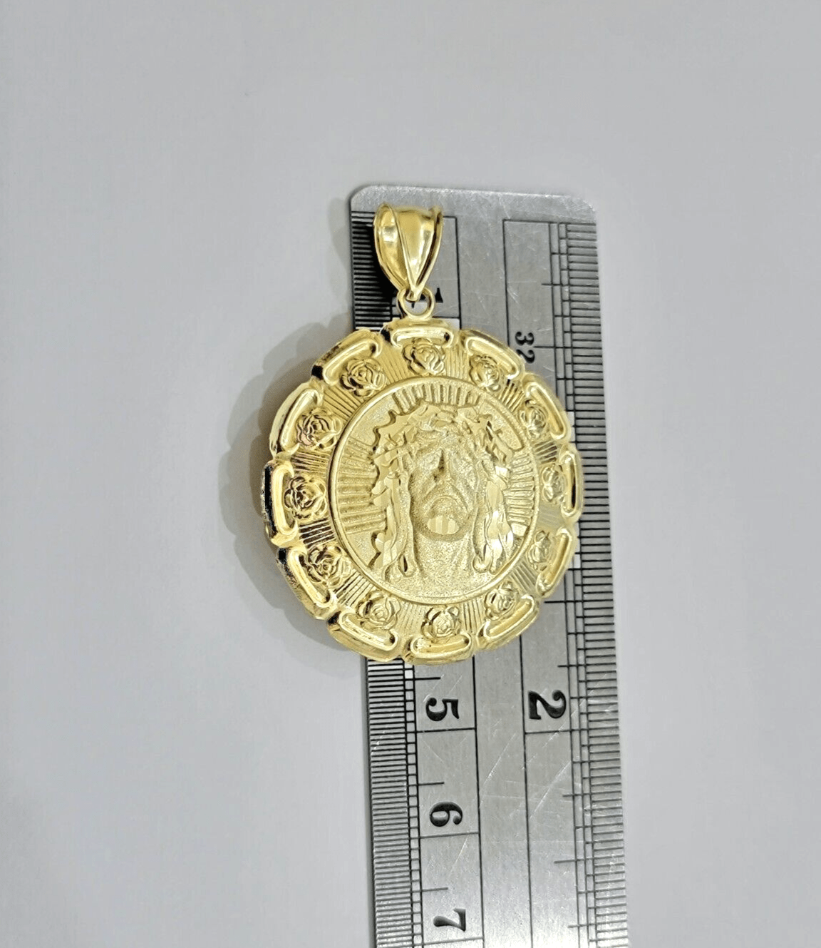 Real 10k Jesus Virgin Mary Charm Pendant Yellow Gold 1.8 Inch Chain Necklace New - Reva Jeweler