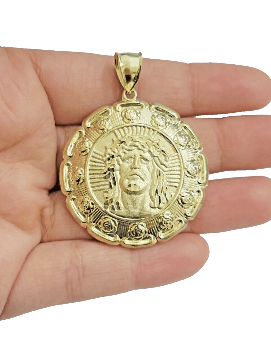 Real 10k Jesus Virgin Mary Charm Pendant Yellow Gold For 10kt Chain Necklace New - Reva Jeweler