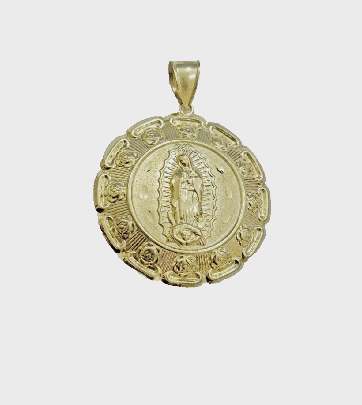 Real 10k Jesus Virgin Mary Charm Pendant Yellow Gold For 10kt Chain Necklace New - Reva Jeweler