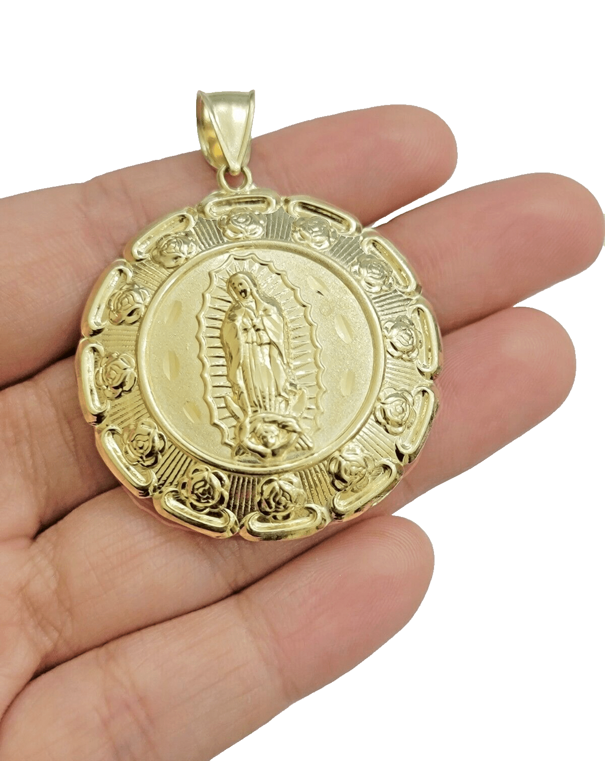 Real 10k Jesus Virgin Mary Charm Pendant Yellow Gold For 10kt Chain Necklace New - Reva Jeweler