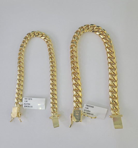 Real 10k Miami Cuban Bracelet Yellow Gold 6mm 9mm Men Women 7" 7.5" 8" 8.5" 9" - GoldenlinQ